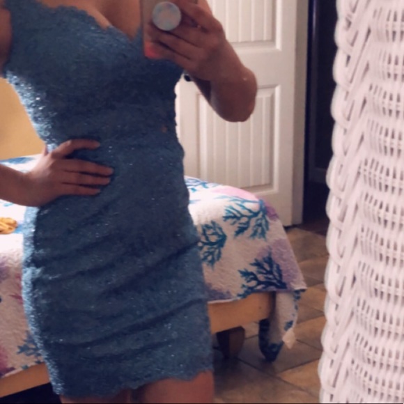 Sherri Hill blue lace 2 piece - Picture 2 of 5